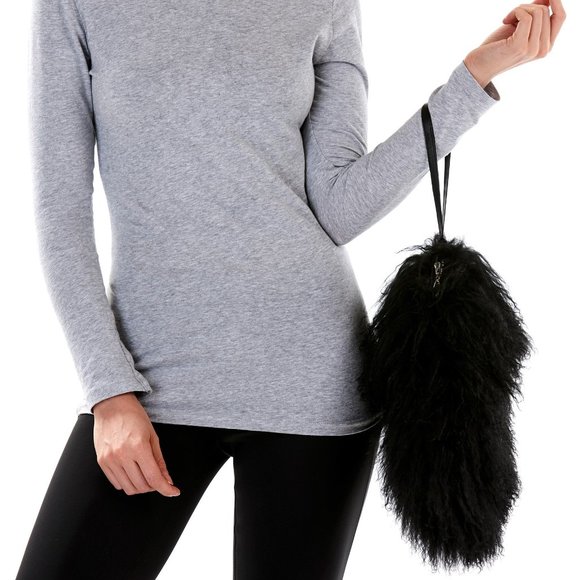 Black Mongolian Lamb Fur Hand Bag - Picture 3 of 8